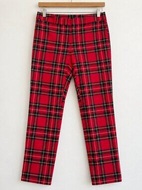 J.Crew Winnie Red Tartan Plaid Slim Cropped Chino Pants Size 20 Stretch Ankle